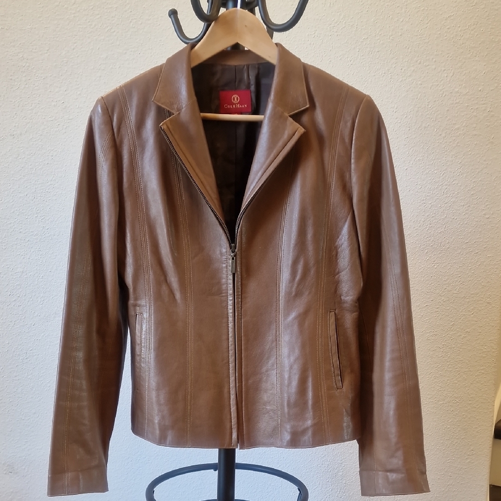 Cole Haan Tan Leather Jacket